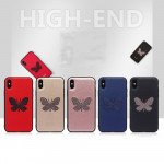 Wholesale iPhone 8 / 7 Glitter Butterfly Fashion PU Leather Case (Black)